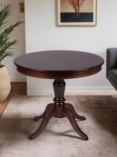 Изображение товара Стол кухонный обеденный раскладной круглый массив GARRET AEGINA, орех, МДФ, массив бука, 90х90х75 см