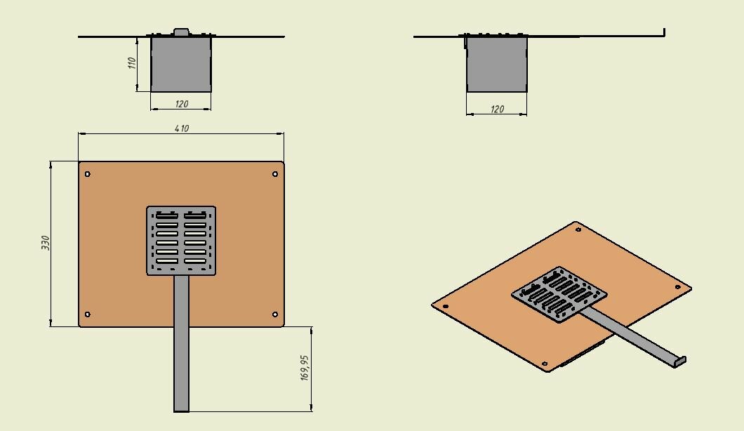 Приточная вентиляция под печью для бани модель 02 — фото 1