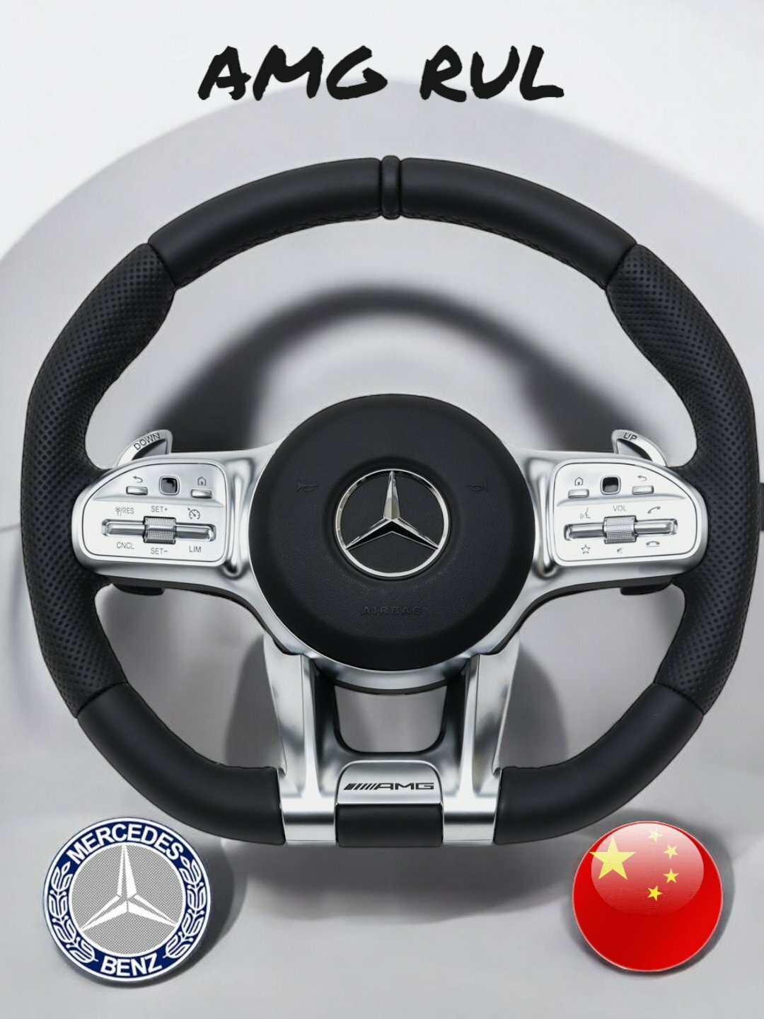 Автомобильный руль Mercedes AMG Tiptronik RL, кожаный, черный