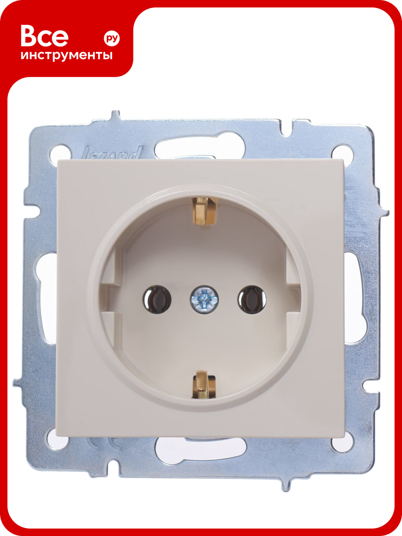 Розетка Lezard VESNA с заземлением  ПБТ  крем 742 0388 122B
