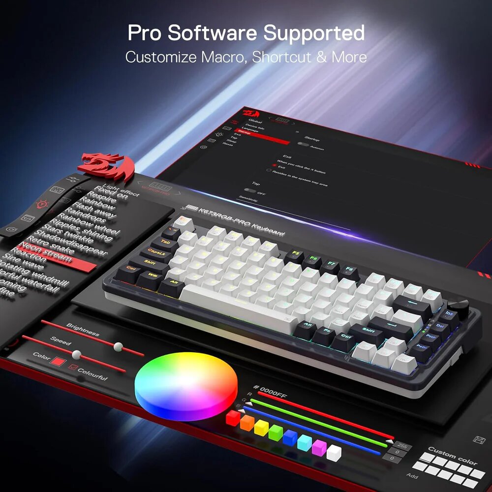 Механическая беспроводная клавиатура Redragon Ucal Pro K673WB-RGB-PRO (75% / Gasket)
