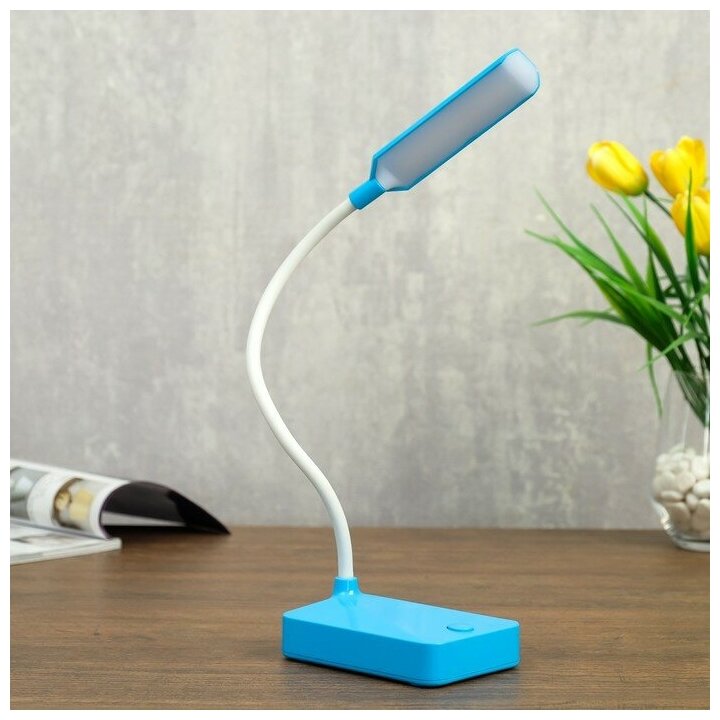 RISALUX Лампа настольная 79955/1 LED 2Вт USB батарейки 3АА синий 10х7х37 см RISALUX