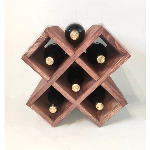 Винная стойка полка на 6 бутылок цв. коричневый