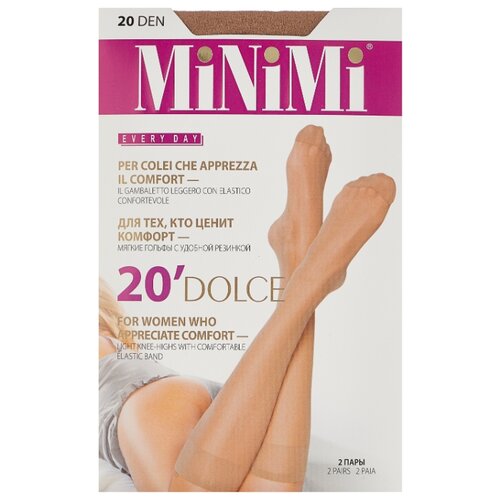 фото Капроновые гольфы minimi dolce 20 den, 2 пары, размер 0 (one size), caramello