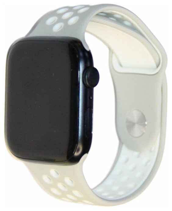 Ремешки для Apple Watch 38/40/41 mm Sport Band силиконовый перфорированный (размер L) <бело-серый>