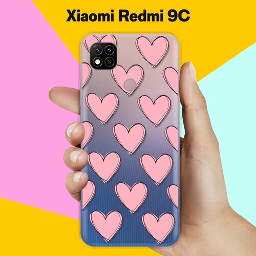 Силиконовый чехол Узор из сердец на Xiaomi Redmi 9C силиконовый чехол узор из сердец на xiaomi redmi 9c