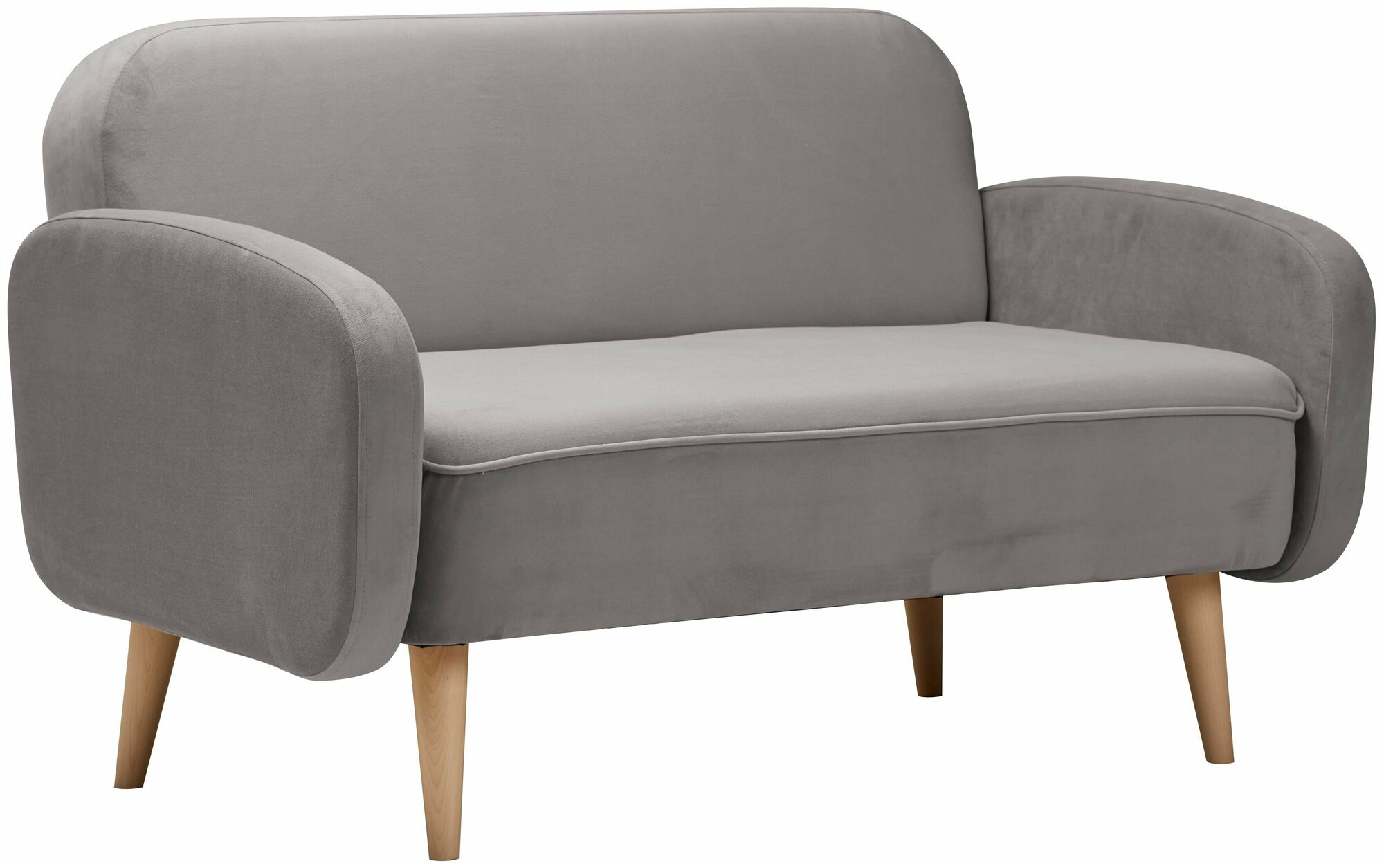 Мягкий мини диван Малютка, прямой на ножках, с подлокотниками, велюр Zara light gray