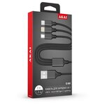 Кабель USB-Type С-Lightning-Micro USB, CE-801B, 1.2м, 2А, черный - изображение
