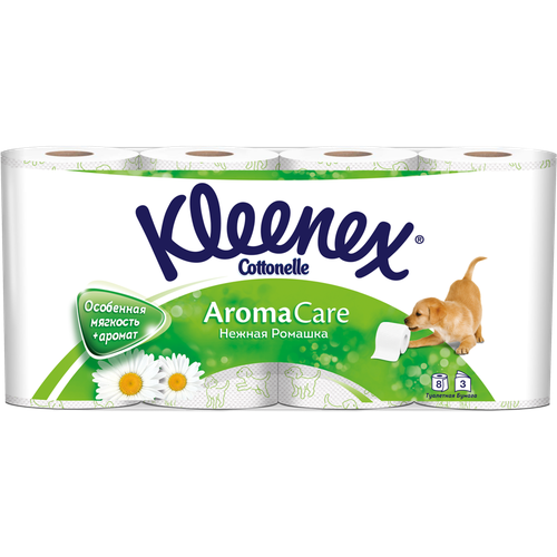 Туалетная бумага Kleenex Aroma Care Нежная Ромашка 3 слоя, 8 рулонов