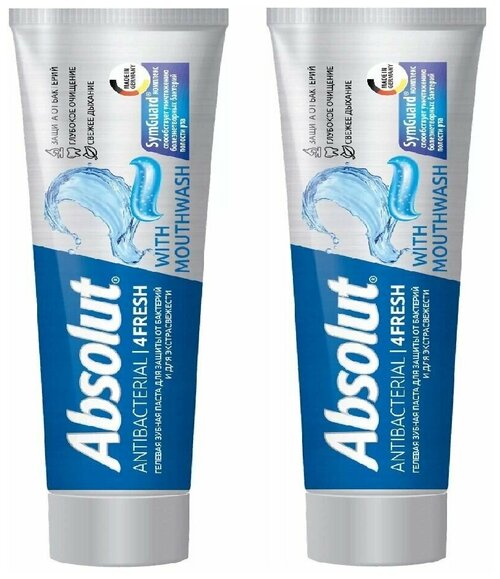 Absolut Зубная паста Antibacterial 4FRESH, 110 гр, 2 штуки