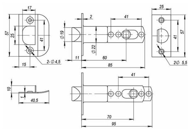 Ручка защелка AJAX DK610 BL-BK (6010 BL-B) (фик.) черный - фотография № 2