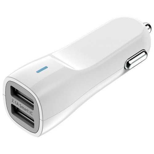 Автомобильное зарядное устройство Olmio 2USB, 2.4A, белый 043373