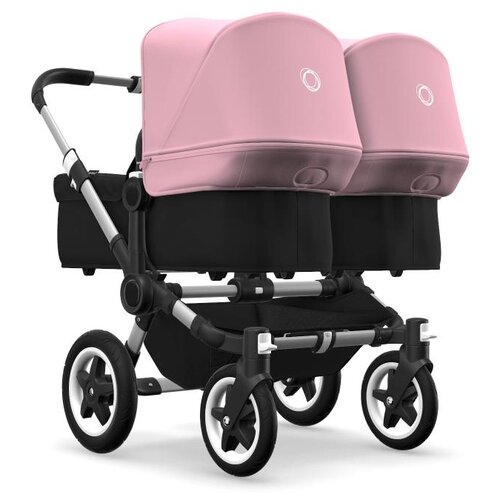 фото Универсальная коляска bugaboo donkey 2 twin (2 в 1) alu/black/soft pink, цвет шасси: серебристый