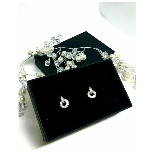 Серьги-пусеты Diamond Sea Бижу, повседневные, вечерние, круглые, серебристый