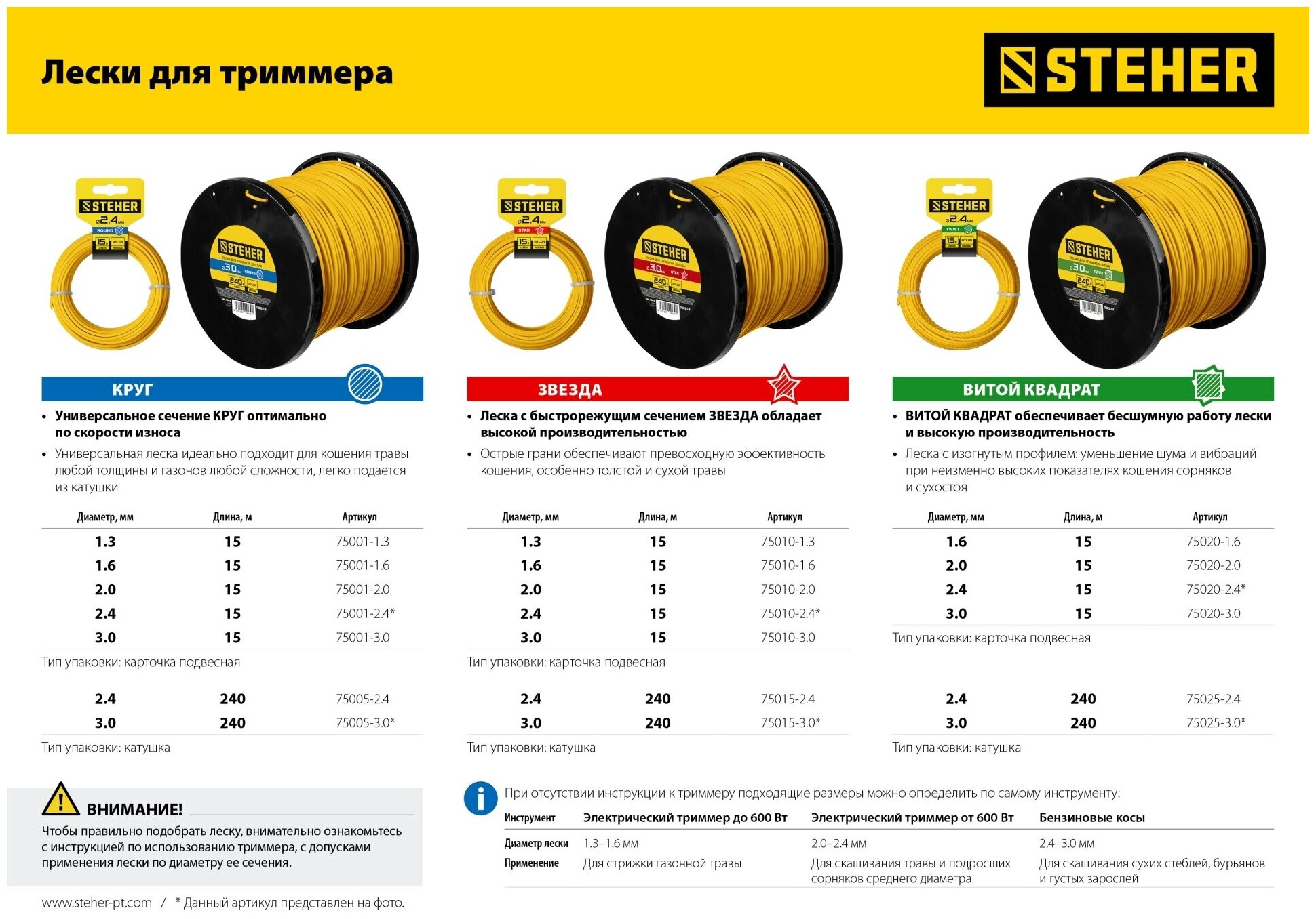 Леска для триммера Steher 75005-3.0 круг, 3.0 мм, 240 м - фото №3
