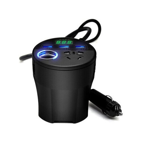 Автомобильное зарядное устройство-трансформатор USB QC3.0, 220В 150Вт