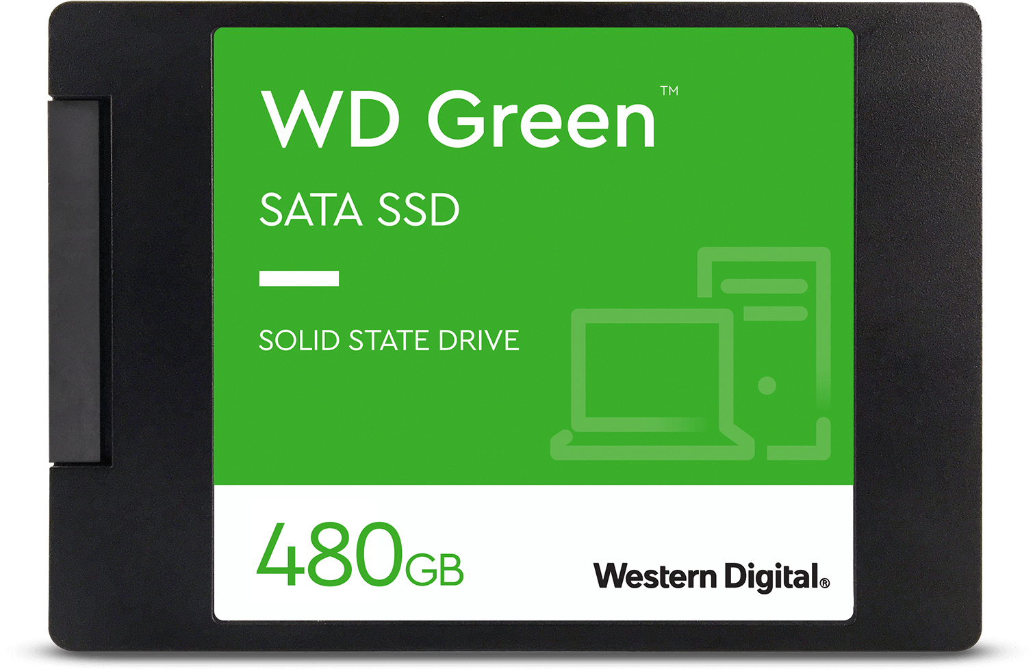 Твердотельные накопители WD SSD Green, 480GB, 2.5" 7mm, SATA3, 3D TLC, R/W 545/н. д, IOPs н. д./н. д, TBW н. д, DWPD