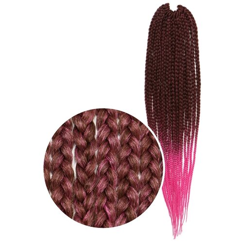 Queen Fair пряди из искусственных волос SIM-BRAIDS афрокосы двухцветные, русый/розовый