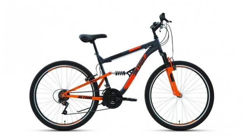 Велосипед горный двухподвесной ALTAIR MTB FS 26 1.0 16" (2021), 16" темно-серый/оранжевый