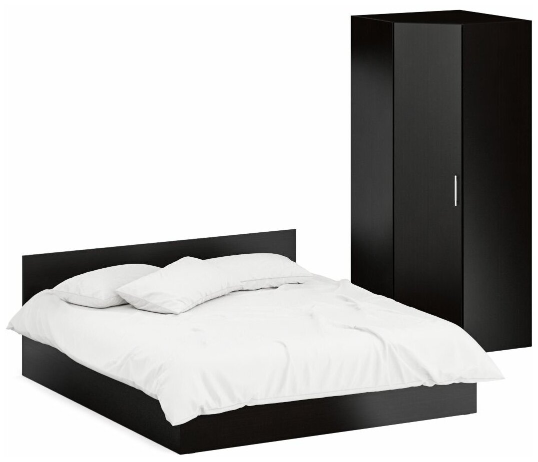 Кровать двуспальная 1800 с угловым шкафом Стандарт, цвет венге, спальное место 1800х2000 мм, без матраса, основание есть