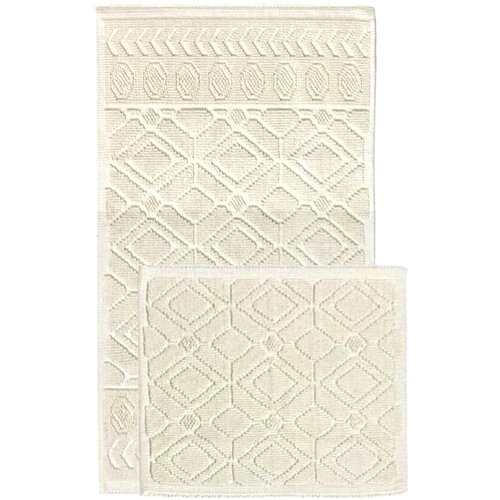 Набор хлопковых ковриков для ванной и туалета 100*60+60*50 см. Молочный