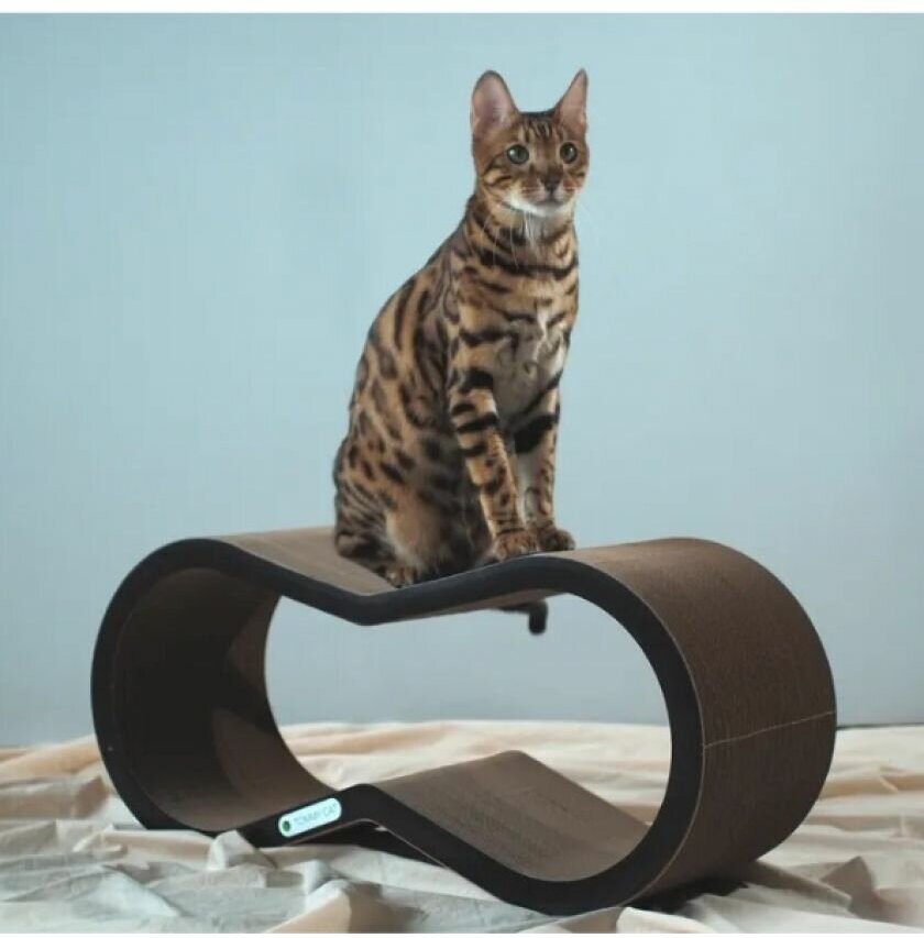 Tommy Cat Когтеточка-лежанка из картона Tommy Cat ОверХэд, черная 71*22*31см - фотография № 1