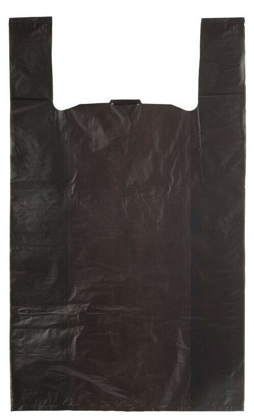 Пакет-майка усиленный ПНД, 40+18x70, черный, 30 мкм, 50 шт/уп, - фотография № 1