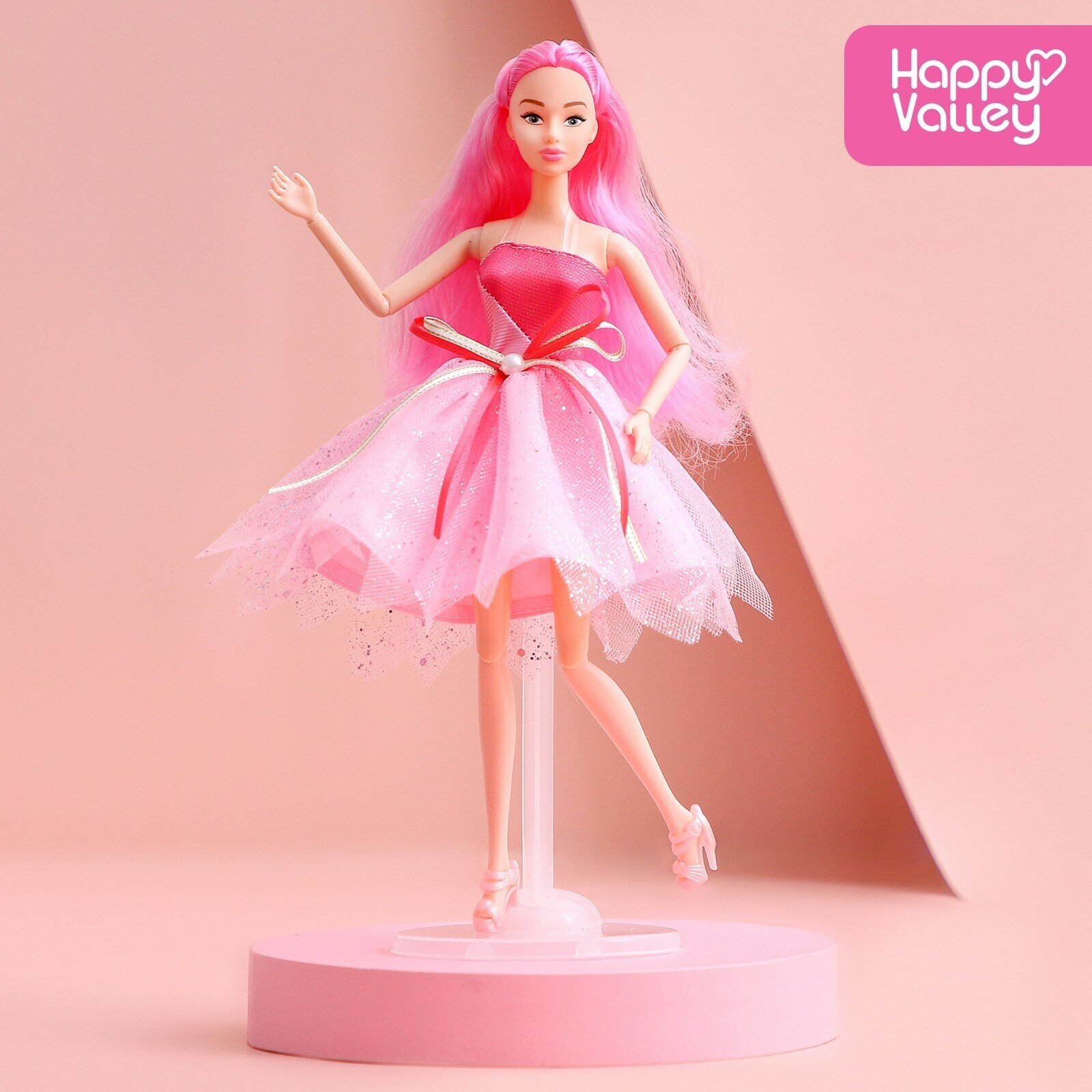 Кукла-модель «Нежные мечты» с розовыми волосами - фотография № 3