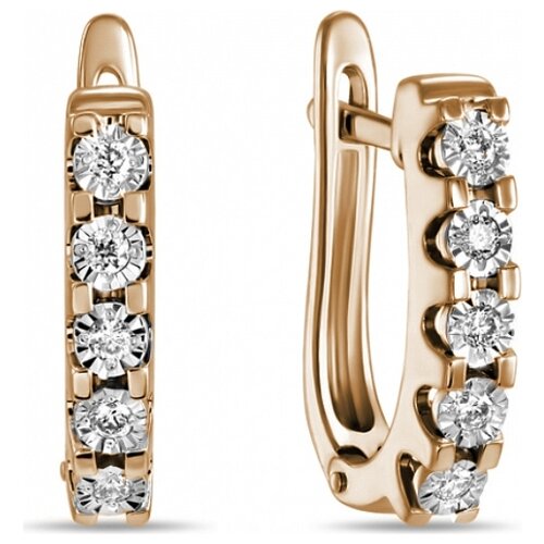 Серьги ЛУКАС, красное, белое золото, 585 проба, бриллиант