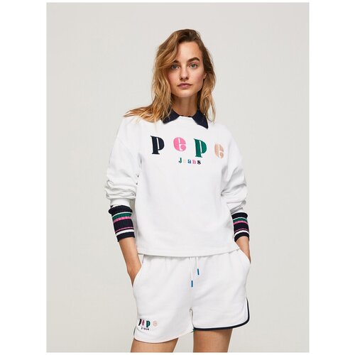 фото Толстовка для женщин, pepe jeans london, модель: pl581238, цвет: белый, размер: xl