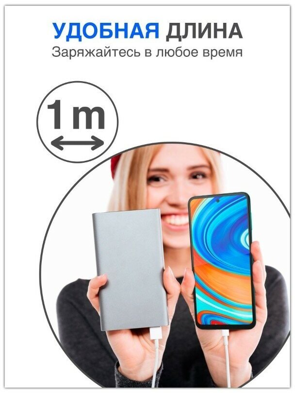 Зарядка для телефона / Зарядка / Зарядка для Телефона microUSB для Android / Провод для телефона / белый 1 шт — фото 1