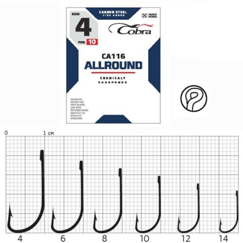 Крючки Cobra ALLROUND, серия CA116, № 06, 10 шт.