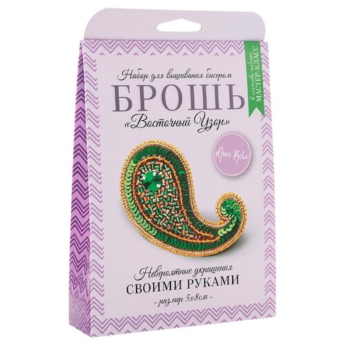 фото Нбр-18009/1 набор для вышивания бисером: брошь 'восточный узор' (зелёный). mari kole