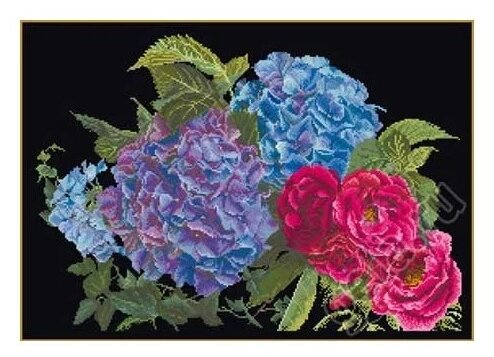 "Thea Gouverneur" наборы для вышивания 442.05 "Гортензии и розы" 39 х 25 см