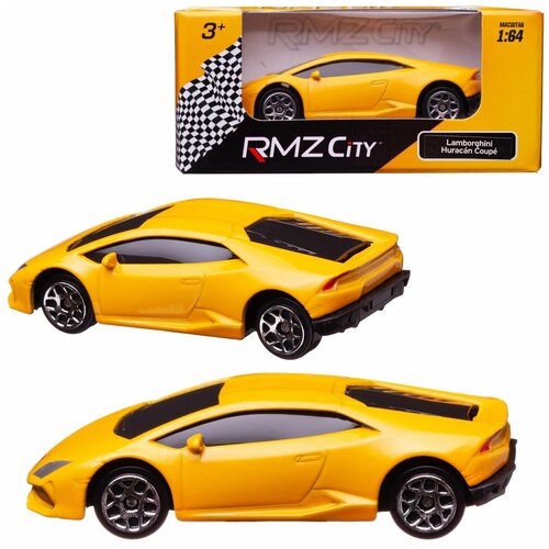 Машинка металлическая Uni-Fortune RMZ City 1:64 LAMBORGHINI HURACAN LP610-4, Цвет Жёлтый легковой автомобиль rmz city lamborghini huracan lp610 4 344995 1 64 9 см зеленый