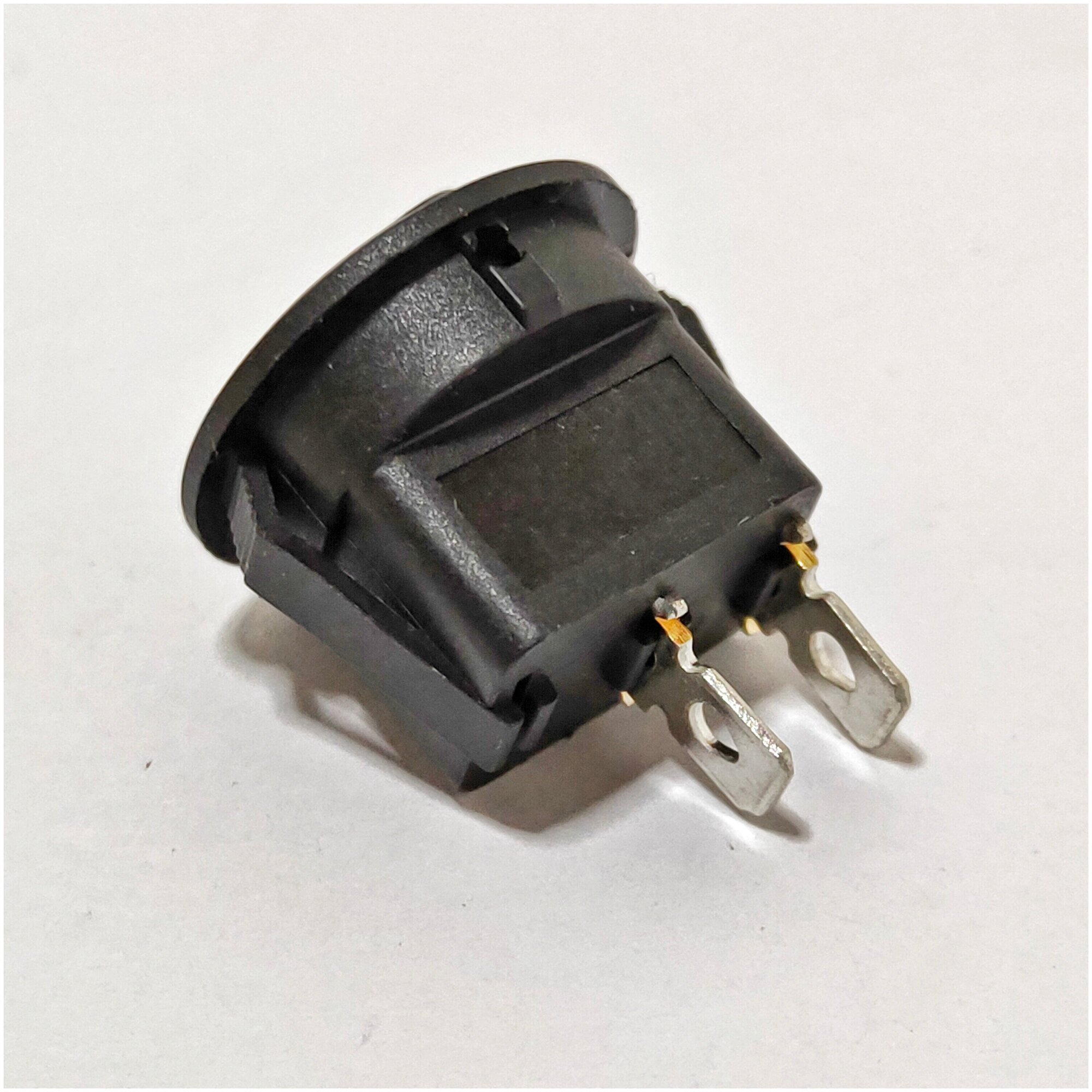 Выключатель клавишный круглый 250V 6А (2с) ON-OFF черный + 2 клеммы - фотография № 4