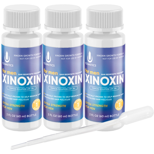 Лосьон для стимуляции роста волос Xinoxin / Ксиноксин 5%, с мятной отдушкой, 3 флакона