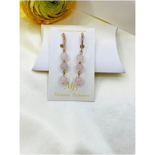 Серьги с розовым кварцем