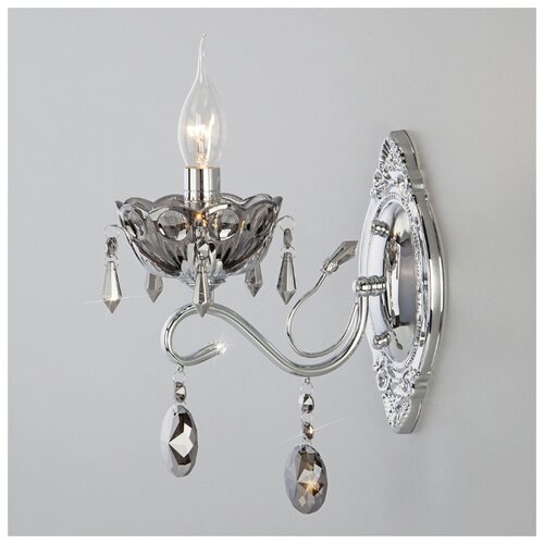 фото Классическое хрустальное бра eurosvet 10103/1 хром/дымчатый хрусталь strotskis