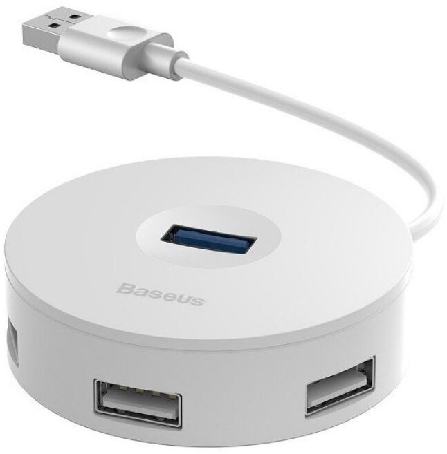 Хаб Baseus Round Box USB 3.0 to USB 3.0х1 + USB 2.0х3 White (CAHUB-F02)