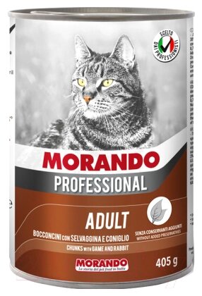 Влажный корм для кошек Morando Professional с кроликом с дичью 405 г (кусочки в желе)
