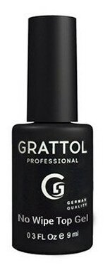 Топ для ногтей без липкого слоя Grattol No Wipe Top Gel, 9 мл