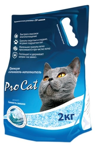 Наполнитель для кошачьего туалета PRO CAT силикагель премиум микс 2кг - фотография № 1