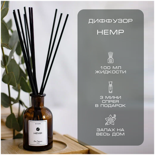 Ароматический диффузор для дома ароматизатор с палочками KAORI, набор S, HEMP (Конопля)