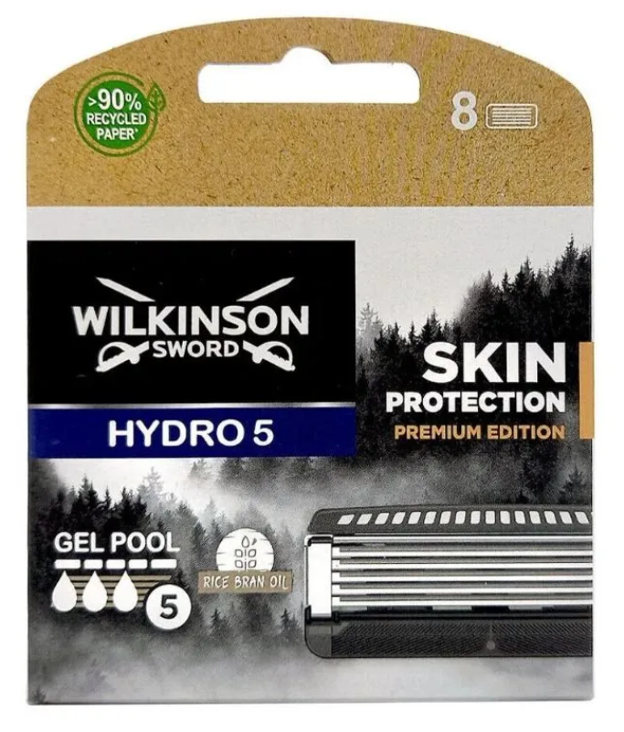 Wilkinson Sword Hydro 5 Skin Protection Premium Edition/ Сменные кассеты для бритв Hydro Sense, 8 шт.