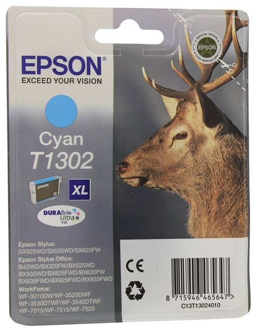 Epson T1302 (C13T13024010) картридж голубой (600 стр.)