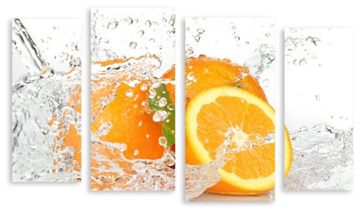 Модульная картина на холсте "Апельсины в воде" 90x56 см