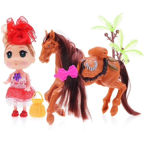 Кукла 666-29 с лошадкой, в пакете игрушка кукла с лошадкой арт 506572