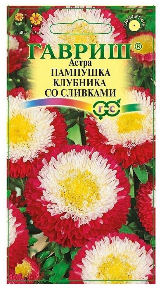 Семена Астра Гавриш Пампушка клубника со сливками однолетняя помпонная 03 г