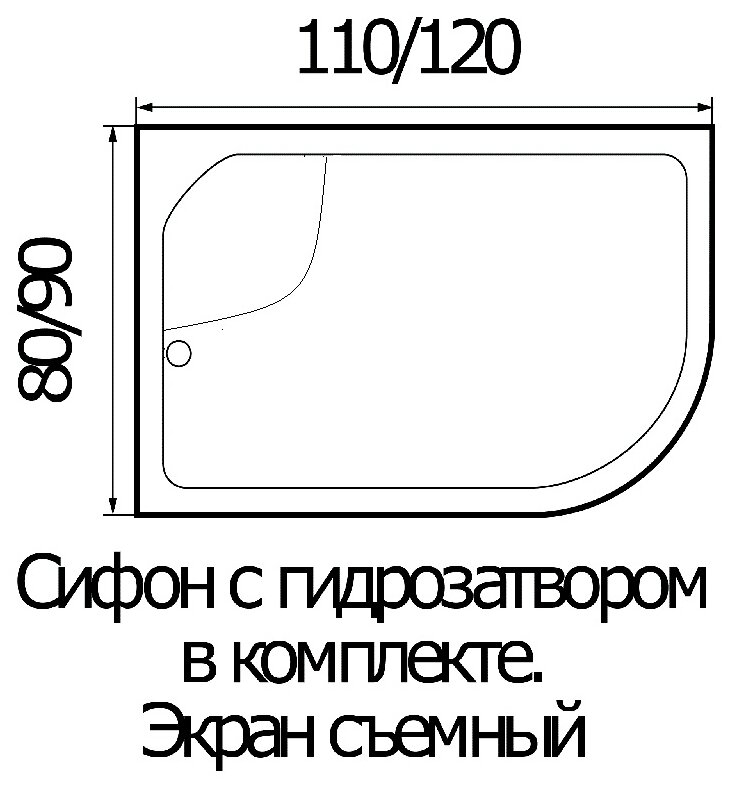 Поддон душевой Wemor 110/80/44 L ассимметрия 1100x800x440 мм